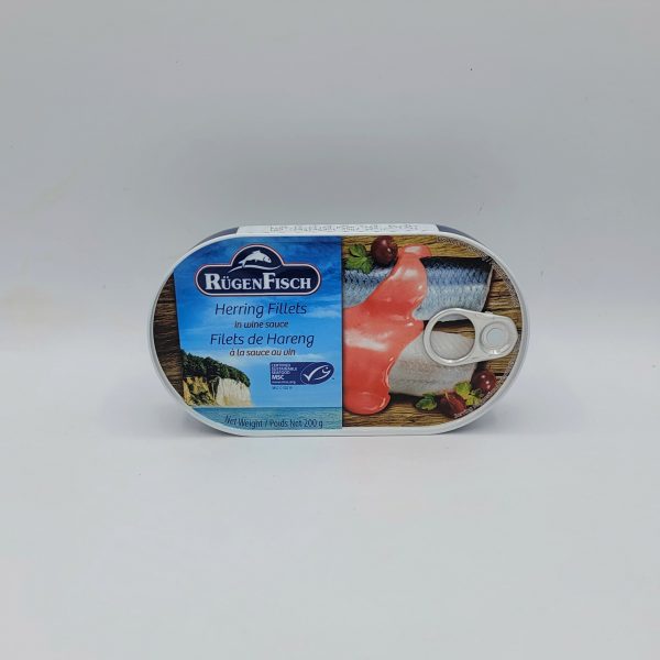 RügenFisch Herring Fillets in wine sauce, 200g